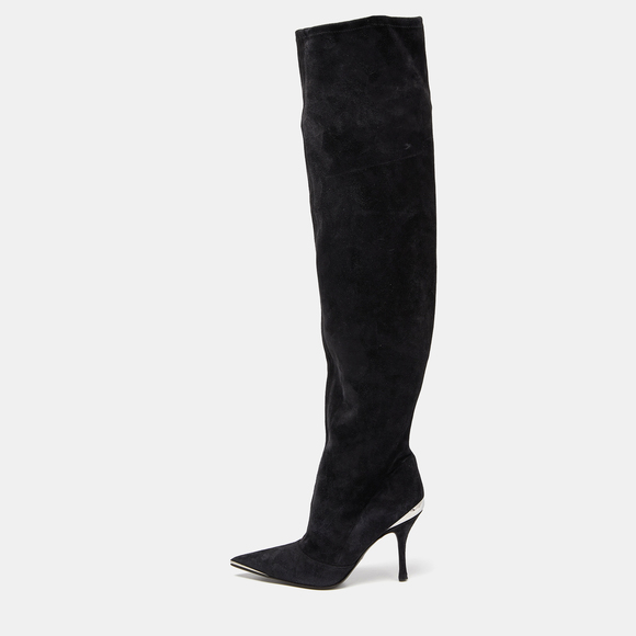 Dolce & Gabbana | Shoes | Dolce Gabbana Black Suede Metal Over The Knee ...